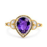 Halo Art Deco Wedding Pear Bridal Ring Marquise Round Simulated Cubic Zirconia 925 Sterling Silver