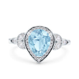 Halo Art Deco Wedding Pear Bridal Ring Marquise Round Simulated Cubic Zirconia 925 Sterling Silver