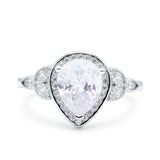 Halo Art Deco Wedding Pear Bridal Ring Marquise Round Simulated Cubic Zirconia 925 Sterling Silver