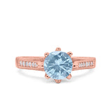 Art Deco Round Simulated CZ Engagement Ring in 925 Sterling Silver