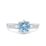Art Deco Round Simulated CZ Engagement Ring in 925 Sterling Silver
