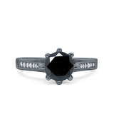 Art Deco Wedding Engagement Bridal Ring Round Simulated Cubic Zirconia 925 Sterling Silver