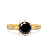 Art Deco Wedding Engagement Bridal Ring Round Simulated Cubic Zirconia 925 Sterling Silver
