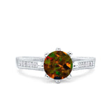 Art Deco Wedding Engagement Bridal Ring Round Simulated Cubic Zirconia 925 Sterling Silver