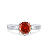 Art Deco Wedding Engagement Bridal Ring Round Simulated Cubic Zirconia 925 Sterling Silver