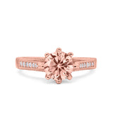 Art Deco Wedding Engagement Bridal Ring Round Simulated Cubic Zirconia 925 Sterling Silver