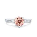 Art Deco Wedding Engagement Bridal Ring Round Simulated Cubic Zirconia 925 Sterling Silver