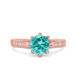 Art Deco Wedding Engagement Bridal Ring Round Simulated Cubic Zirconia 925 Sterling Silver