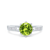Art Deco Wedding Engagement Bridal Ring Round Simulated Cubic Zirconia 925 Sterling Silver