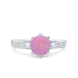 Art Deco Wedding Engagement Bridal Ring Round Simulated Cubic Zirconia 925 Sterling Silver