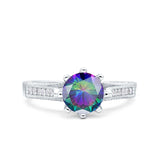 Art Deco Wedding Engagement Bridal Ring Round Simulated Cubic Zirconia 925 Sterling Silver