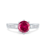 Art Deco Wedding Engagement Bridal Ring Round Simulated Cubic Zirconia 925 Sterling Silver