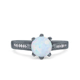 Art Deco Wedding Engagement Bridal Ring Round Simulated Cubic Zirconia 925 Sterling Silver