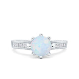 Art Deco Wedding Engagement Bridal Ring Round Simulated Cubic Zirconia 925 Sterling Silver
