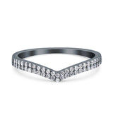 Half Eternity Ring Wedding Band Round Simulated Cubic Zirconia 925 Sterling Silver (4mm)
