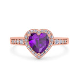 Heart Promise Ring Halo Heart Round Simulated Cubic Zirconia 925 Sterling Silver