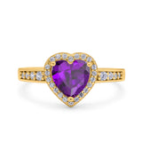 Heart Promise Ring Halo Heart Round Simulated Cubic Zirconia 925 Sterling Silver