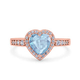 Heart Promise Ring Halo Heart Round Simulated Cubic Zirconia 925 Sterling Silver