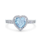Heart Promise Ring Halo Heart Round Simulated Cubic Zirconia 925 Sterling Silver