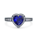 Heart Promise Ring Halo Heart Round Simulated Cubic Zirconia 925 Sterling Silver
