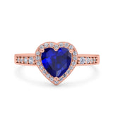 Heart Promise Ring Halo Heart Round Simulated Cubic Zirconia 925 Sterling Silver