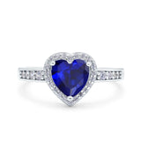 Heart Promise Ring Halo Heart Round Simulated Cubic Zirconia 925 Sterling Silver