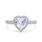 Heart Promise Ring Halo Heart Round Simulated Cubic Zirconia 925 Sterling Silver