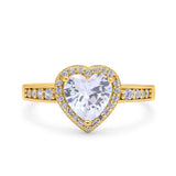 Heart Promise Ring Halo Heart Round Simulated Cubic Zirconia 925 Sterling Silver