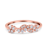 Half Eternity Petite Dainty Wedding Ring Band Round Simulated Cubic Zirconia 925 Sterling Silver (4mm)