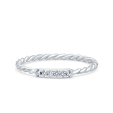 Half Eternity Ring Wedding Engagement Rope Band Round Simulated Cubic Zirconia 925 Sterling Silver