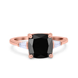 Cushion Cut Art Deco Wedding Bridal Ring Baguette Simulated Cubic Zirconia 925 Sterling Silver