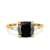 Cushion Cut Art Deco Wedding Bridal Ring Baguette Simulated Cubic Zirconia 925 Sterling Silver