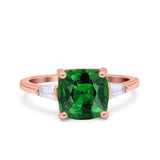 Cushion Cut Art Deco Wedding Bridal Ring Baguette Simulated Cubic Zirconia 925 Sterling Silver