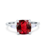Cushion Cut Art Deco Wedding Bridal Ring Baguette Simulated Cubic Zirconia 925 Sterling Silver