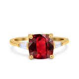 Cushion Cut Art Deco Wedding Bridal Ring Baguette Simulated Cubic Zirconia 925 Sterling Silver