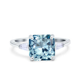 Asscher Cut Art Deco Wedding Engagement Ring Bridal Baguette Simulated Cubic Zirconia 925 Sterling Silver