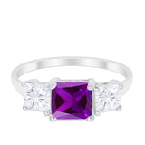 Princess Cut Engagement Ring Simulated Cubic Zirconia 925 Sterling Silver