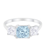 Princess Cut Engagement Ring Simulated Cubic Zirconia 925 Sterling Silver