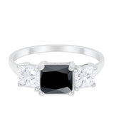 Princess Cut Engagement Ring Simulated Cubic Zirconia 925 Sterling Silver