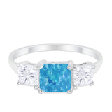 Princess Cut Engagement Ring Simulated Cubic Zirconia 925 Sterling Silver