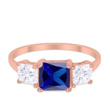 Princess Cut Engagement Ring Simulated Cubic Zirconia 925 Sterling Silver