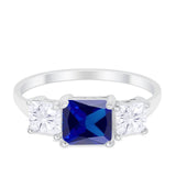 Princess Cut Engagement Ring Simulated Cubic Zirconia 925 Sterling Silver