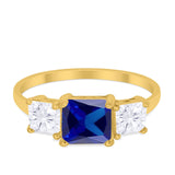 Princess Cut Engagement Ring Simulated Cubic Zirconia 925 Sterling Silver