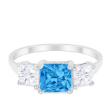 Princess Cut Engagement Ring Simulated Cubic Zirconia 925 Sterling Silver