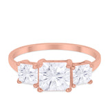 Princess Cut Engagement Ring Simulated Cubic Zirconia 925 Sterling Silver