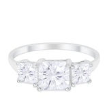Princess Cut Engagement Ring Simulated Cubic Zirconia 925 Sterling Silver