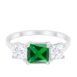 Princess Cut Engagement Ring Simulated Cubic Zirconia 925 Sterling Silver