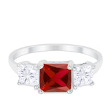 Princess Cut Engagement Ring Simulated Cubic Zirconia 925 Sterling Silver