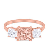Princess Cut Engagement Ring Simulated Cubic Zirconia 925 Sterling Silver