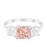 Princess Cut Engagement Ring Simulated Cubic Zirconia 925 Sterling Silver